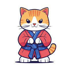 Obraz premium vector cat in kimono on white background .Generative AI