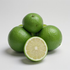 Fresh Limes on White Background