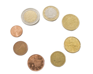 all euro coin denominations detailed isolated