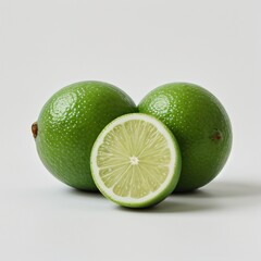 Fresh Limes on White Background