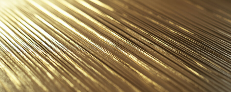 A gold textured surface with a brushed finish, showcasing fine, parallel lines that add a soft, linear texture to the reflective metal.