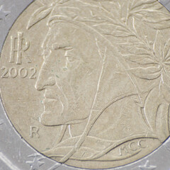euro coin colse-up detailed