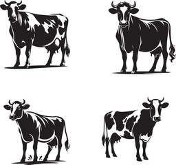 silhouette of clean vector of cow isolated on white background