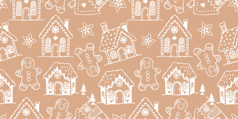 Joyful Winter and Christmas Seamless Pattern