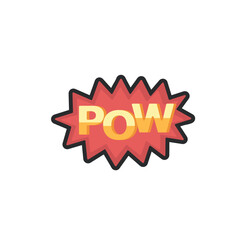 pow text cartoon in outline vector design.