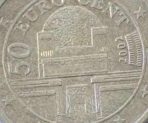 euro coin colse-up detailed