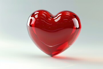 A realistic 3D red heart emoji icon with a glossy finish floating 