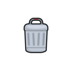 trash can in outline flat vector design.