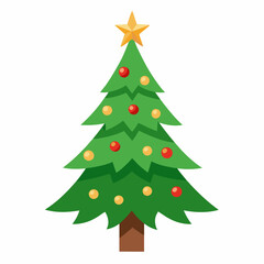 A beautifully decorated Christmas tree with red and yellow balls