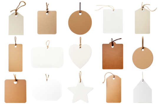 PNG blank paper label tag element set, transparent background