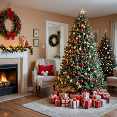Christmas decorations in the house with a Christmas tree Design Very Cool