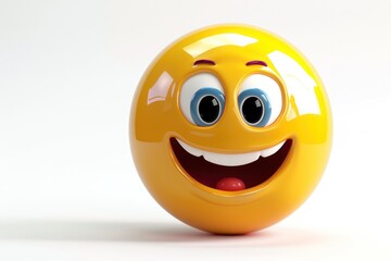 Zany face emoji icon with a glossy surface isolated on a white background