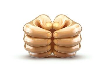 A folded hands emoji icon with a glossy surface isolated background
