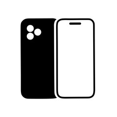 Silhouette of iphone on white background