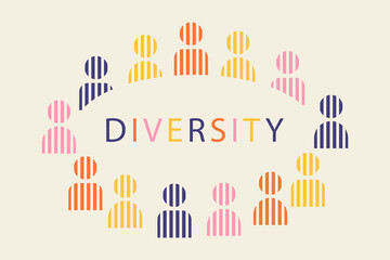 Diversity vector illustration, minimalism geometry design, color banner, poster