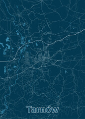  Tarnow, Poland artistic blueprint poster map