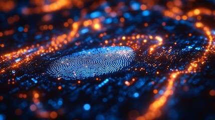 Detailed closeup of a digital fingerprint scanner processing biometric data