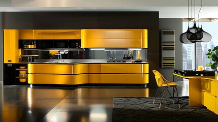 Modern modular kitchen with adaptable cabinetry and functional design elements