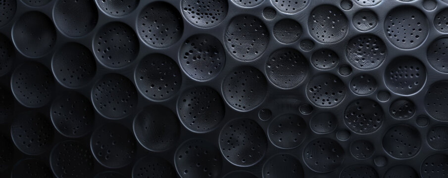 A dark black textured surface with a subtle, dimpled texture resembling a golf ball. The texture adds a playful, yet sophisticated element to the dark background.