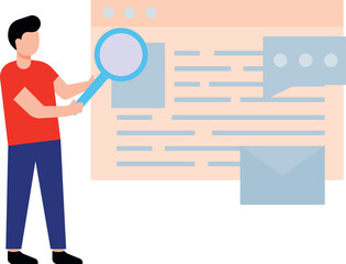 A boy is searching for content on a web page.