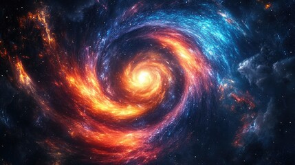 AI-generated art of a cosmic vortex, glowing and swirling with vibrant energy in deep space, evoking a sense of wonder and infinity.