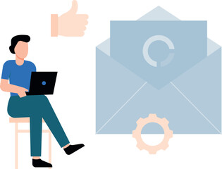 The girl is opening the mail.