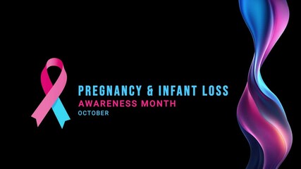 Pregnancy and infant loss awareness Month. Pink and Blue color ribbon wave motion.