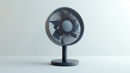 A stylish black electric fan set against a white background, showcasing its minimalist design and functionality.