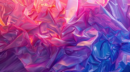 Fototapeta premium Vibrant abstract crumpled plastic texture with swirling patterns