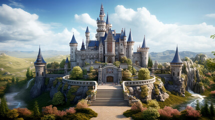 Fototapeta premium fairytale huge castle fortress art magical unreal 