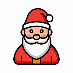 A cartoon illustration of Santa Claus with a hat and fluffy beard