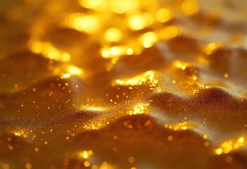 Close-up shot from above of liquid gold metal