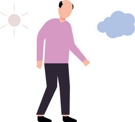 An old man is walking.