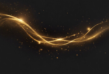 Luminous gold wavy line light line golden wave lights Golden stars dust trail sparkling particles is