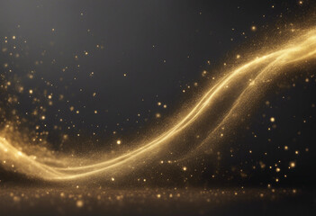 Luminous gold wavy line light line golden wave lights Golden stars dust trail sparkling particles is