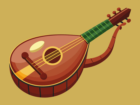 brown lute musical instrument cartoon style clip art preview