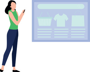 The girl is shopping online.