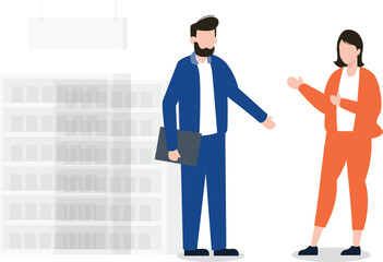 The boy and girl are talking.