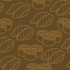 sushi pattern background. Japanese food seamless pattern background. sushi seamless pattern background. doodle sushi pattern background.