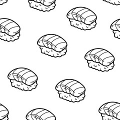 sushi pattern background. Japanese food seamless pattern background. sushi seamless pattern background. doodle sushi pattern background.