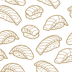 sushi pattern background. Japanese food seamless pattern background. sushi seamless pattern background. doodle sushi pattern background.
