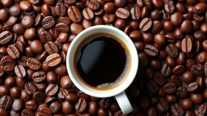 Fototapeta premium Bird's-eye view of a coffee cup