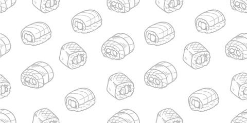 sushi pattern background. Japanese food seamless pattern background. sushi seamless pattern background. doodle sushi pattern background.