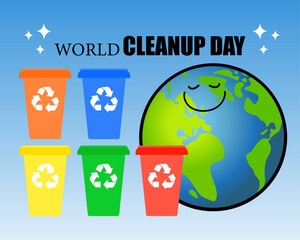 World Cleanup Day illustration. 20 September event. Environmental event. Cleanup day, World Earth Day. Vector illustration.