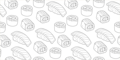 sushi pattern background. Japanese food seamless pattern background. sushi seamless pattern background. doodle sushi pattern background.