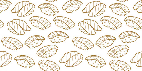 sushi pattern background. Japanese food seamless pattern background. sushi seamless pattern background. doodle sushi pattern background.