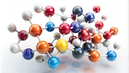 Colorful Molecular Structure, Scientific Illustration of Chemical Bonds and Atoms