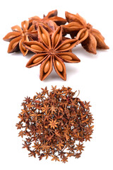 star anise on white background 