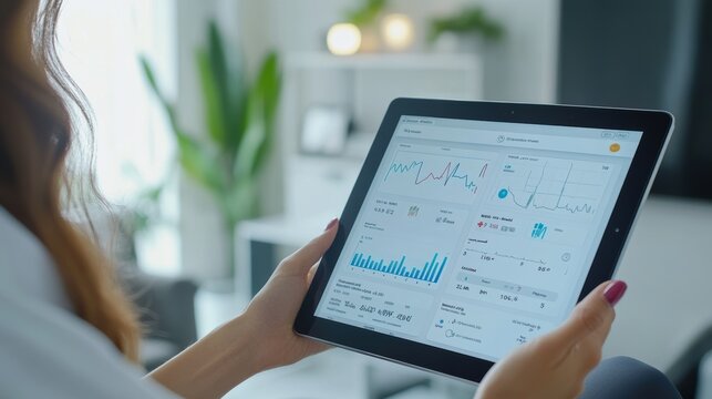 Transforming Recovery: Digital Health App Tracking Patient's Rehabilitation Progress on Tablet Displaying Metrics and Goals