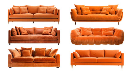 Modern sofa png element set, transparent background